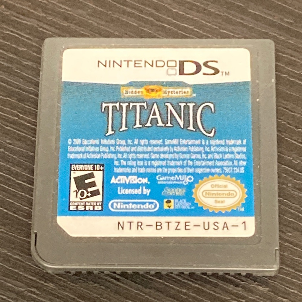 Nintendo DS Titanic Game Cartridge Gray and Blue